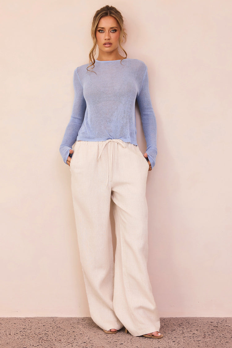 Elodie Sheer Knit Top - Ice Blue