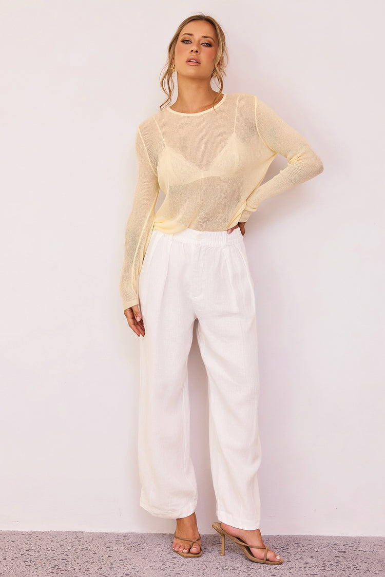 Elodie Sheer Knit Top - Lemon