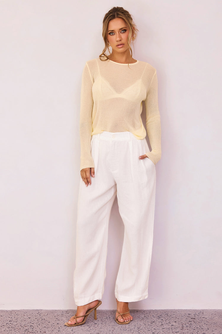 Elodie Sheer Knit Top - Lemon