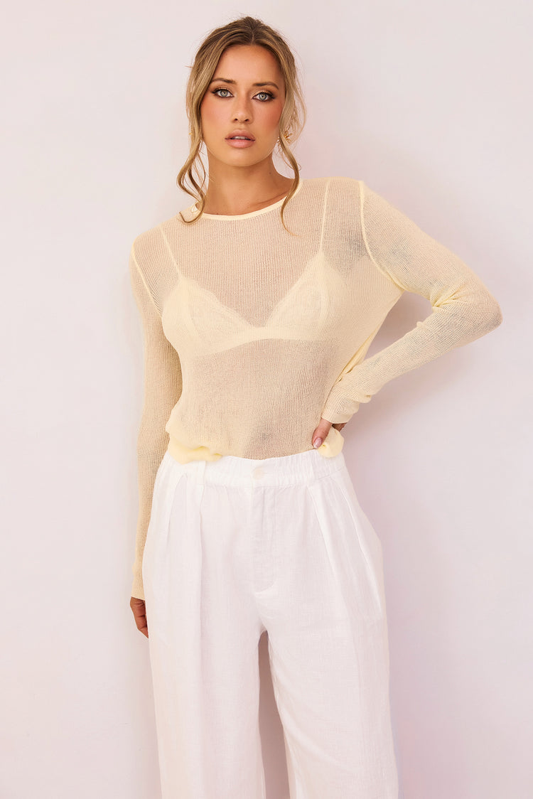 Elodie Sheer Knit Top - Lemon