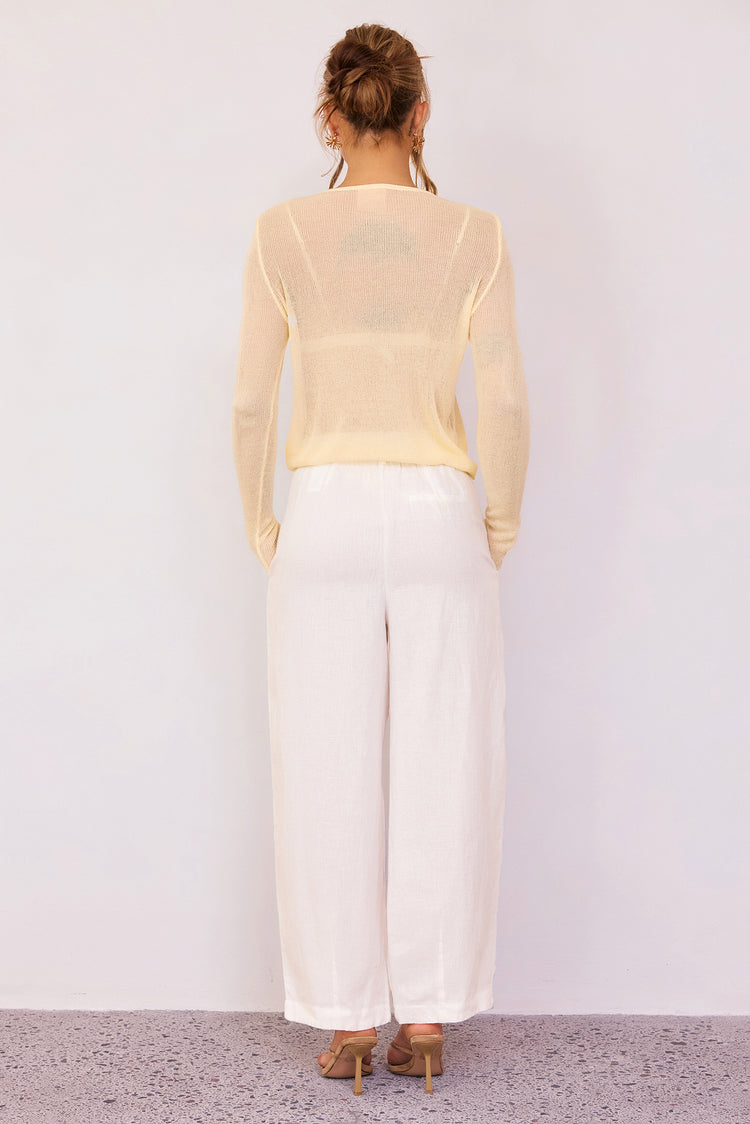 Elodie Sheer Knit Top - Lemon