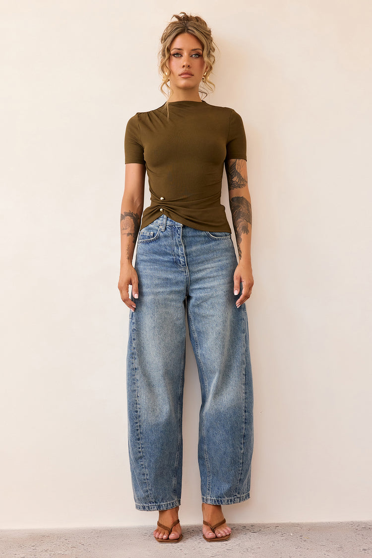 Contour Muse Jersey Top - Olive-TOPS