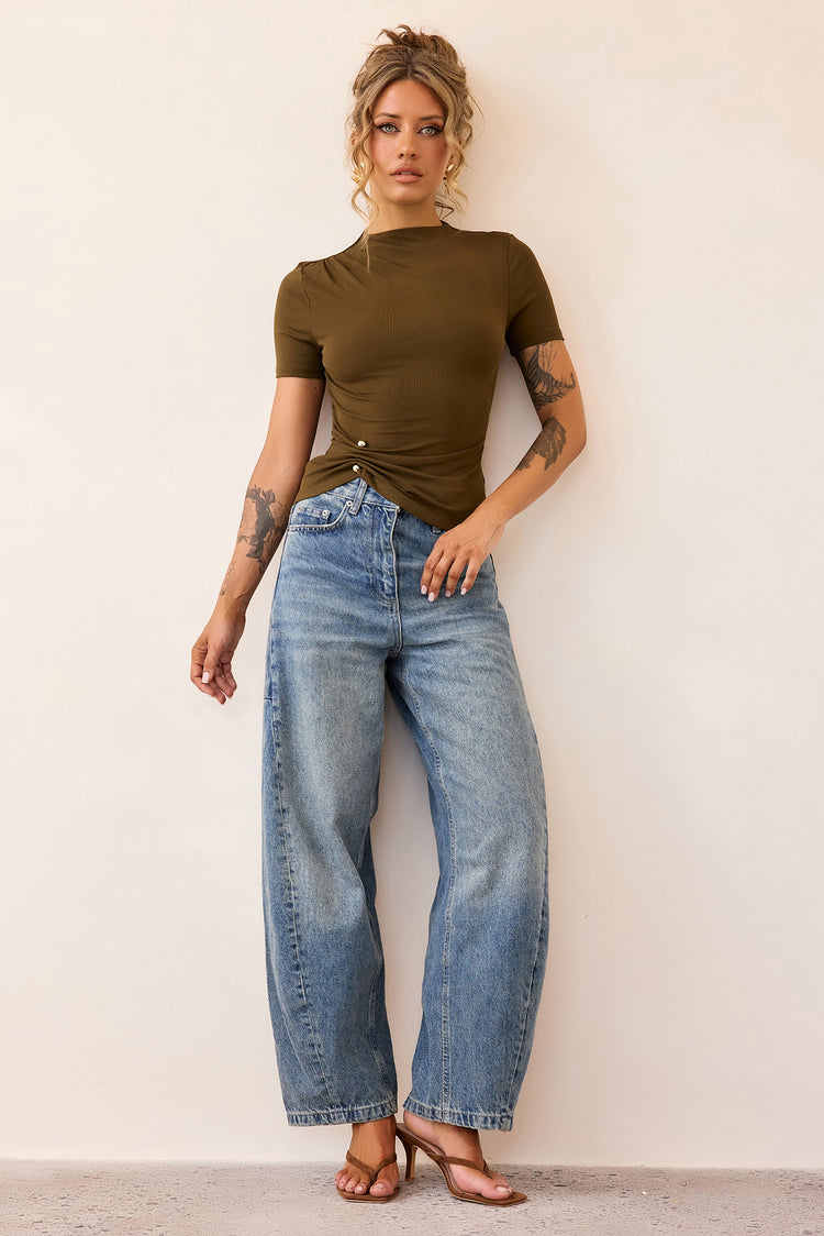 Contour Muse Jersey Top - Olive-TOPS