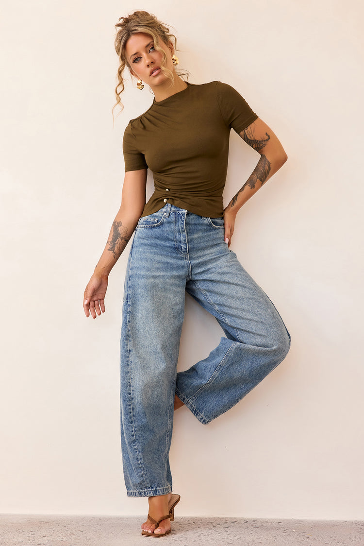 Contour Muse Jersey Top - Olive-TOPS