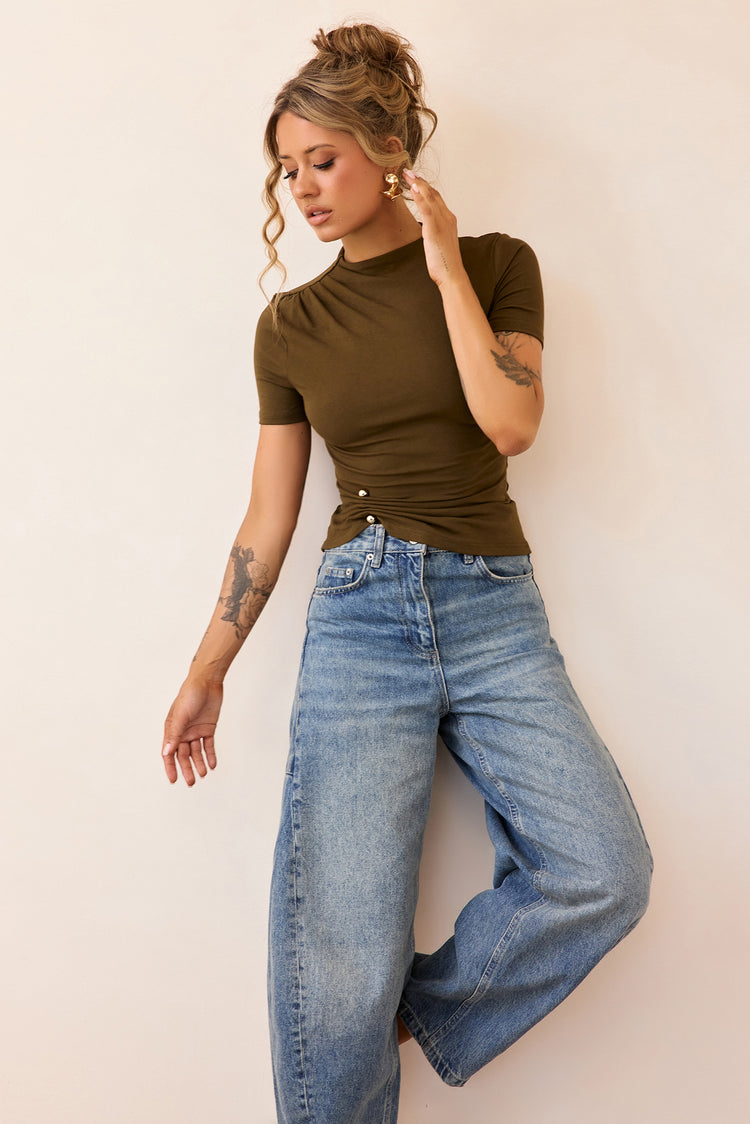 Contour Muse Jersey Top - Olive-TOPS