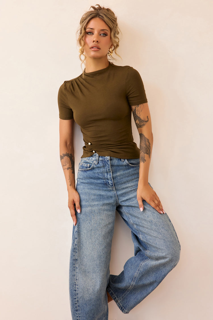 Contour Muse Jersey Top - Olive-TOPS
