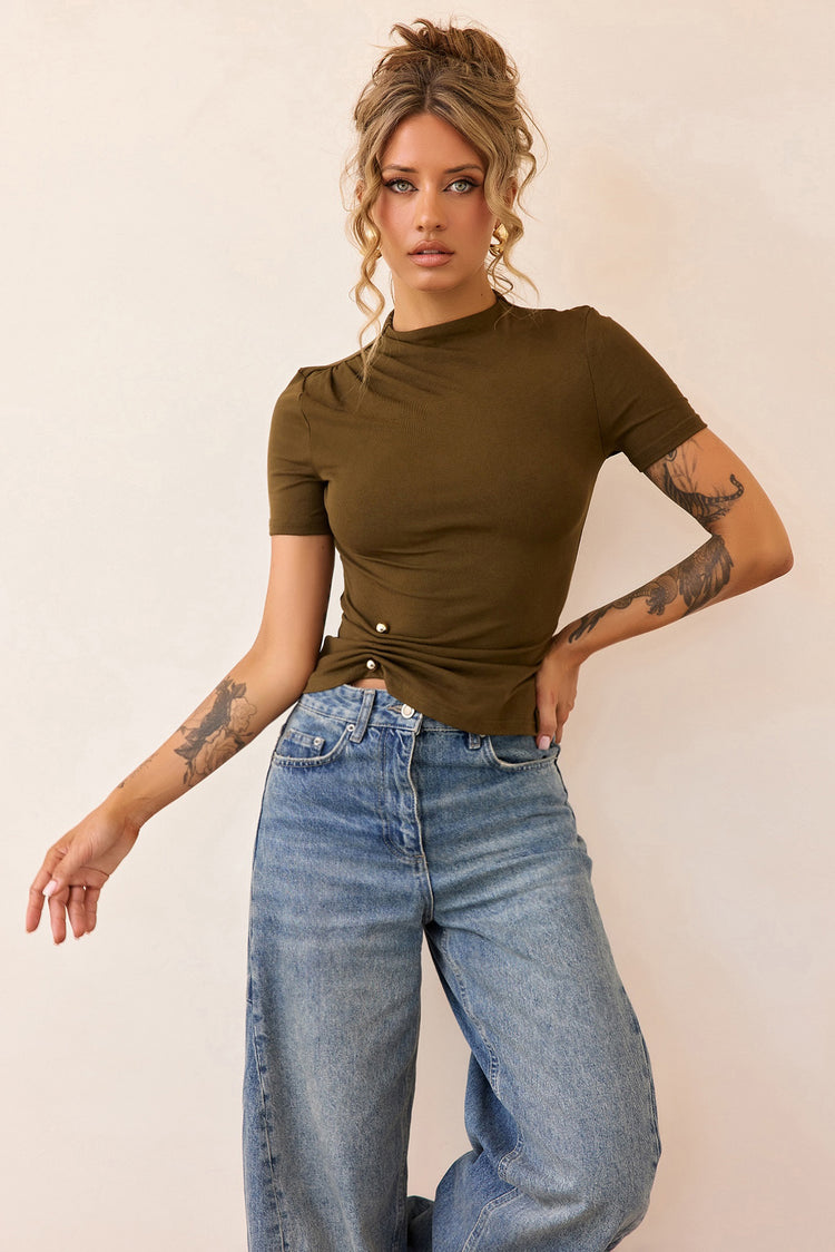 Contour Muse Jersey Top - Olive-TOPS
