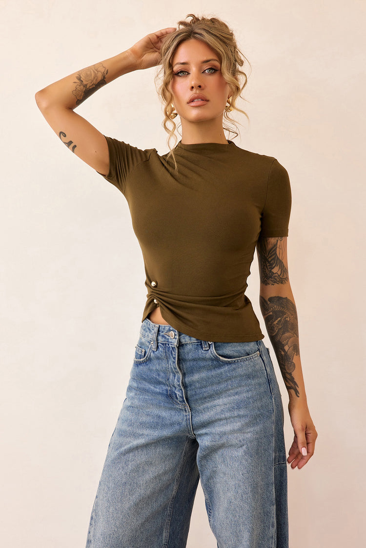 Contour Muse Jersey Top - Olive-TOPS