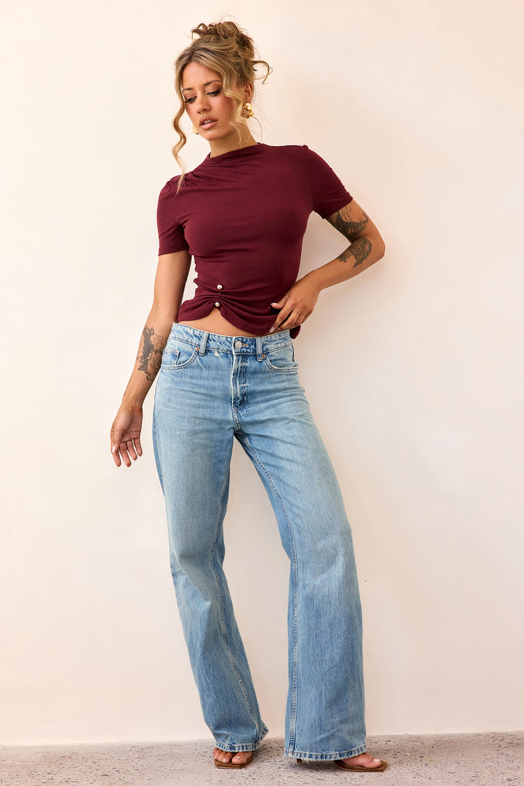 Contour Muse Jersey Top - Mulberry-TOPS