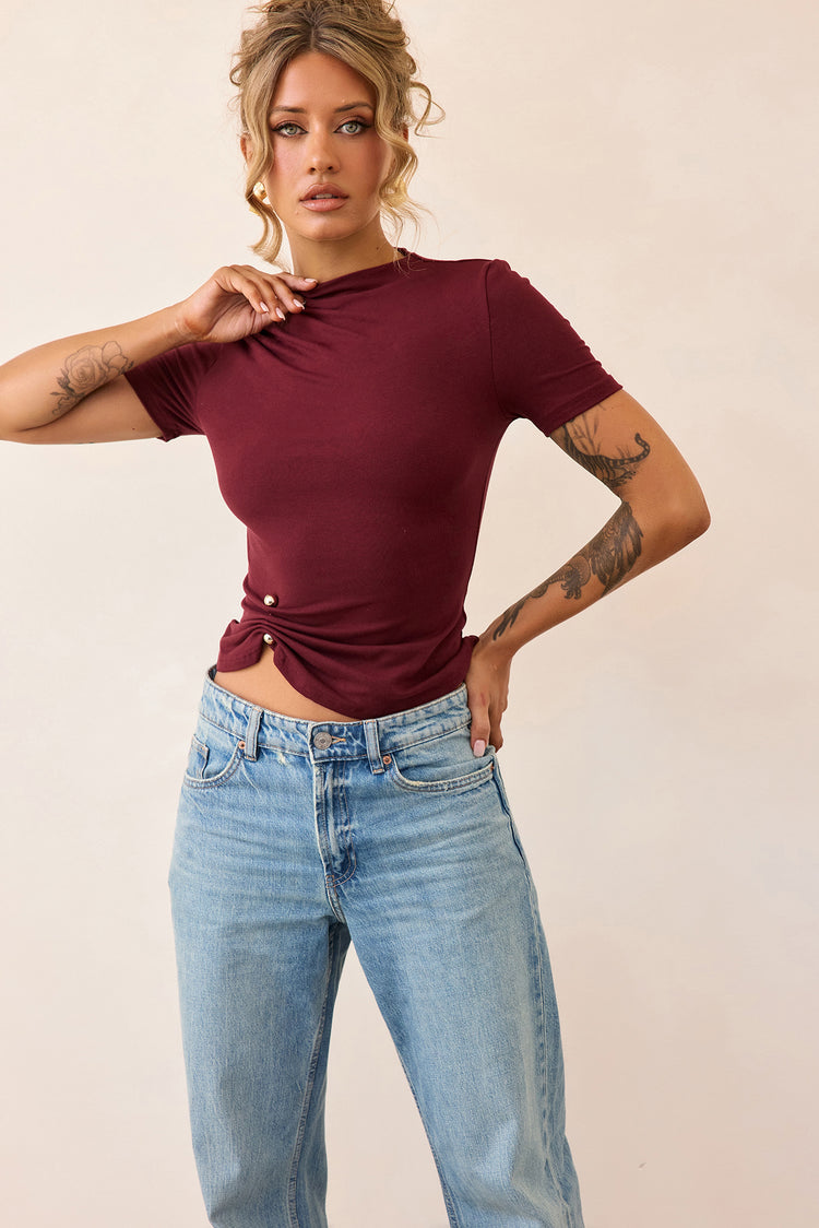 Contour Muse Jersey Top - Mulberry-TOPS