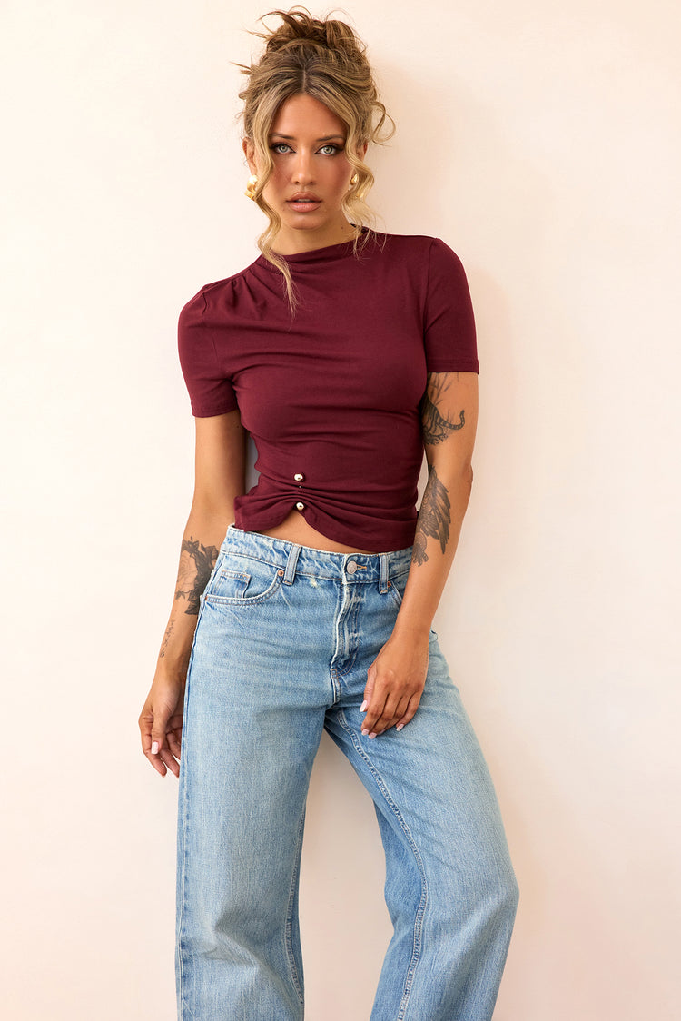 Contour Muse Jersey Top - Mulberry-TOPS