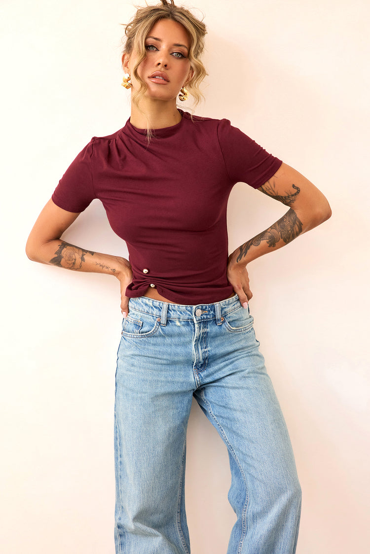 Contour Muse Jersey Top - Mulberry-TOPS