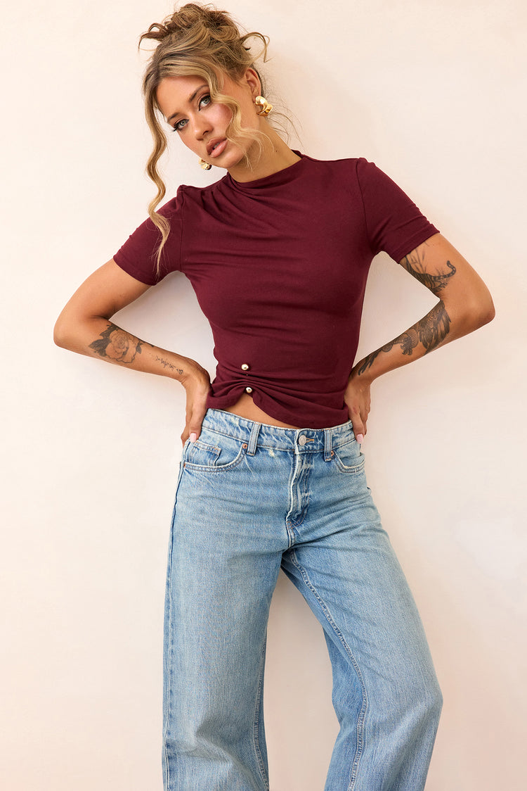 Contour Muse Jersey Top - Mulberry-TOPS