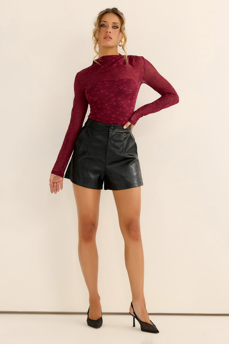 The Moonveil Lace Top - Wine