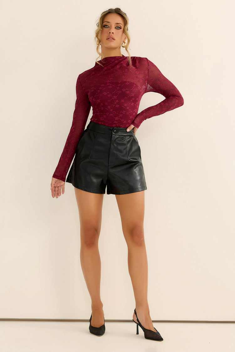 The Moonveil Lace Top - Wine