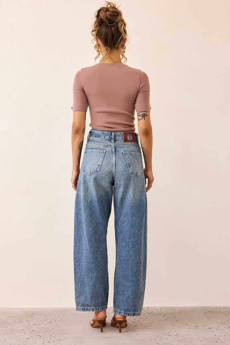 Sculpt Rib Knit Top - Mocha-TOPS
