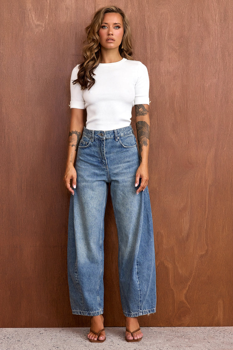 Sculpt Rib Knit Top - White-TOPS