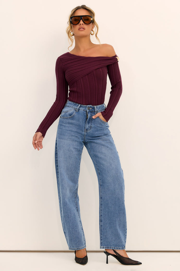 The Seraphina Knit Top - Plum
