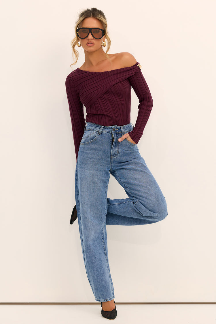 The Seraphina Knit Top - Plum