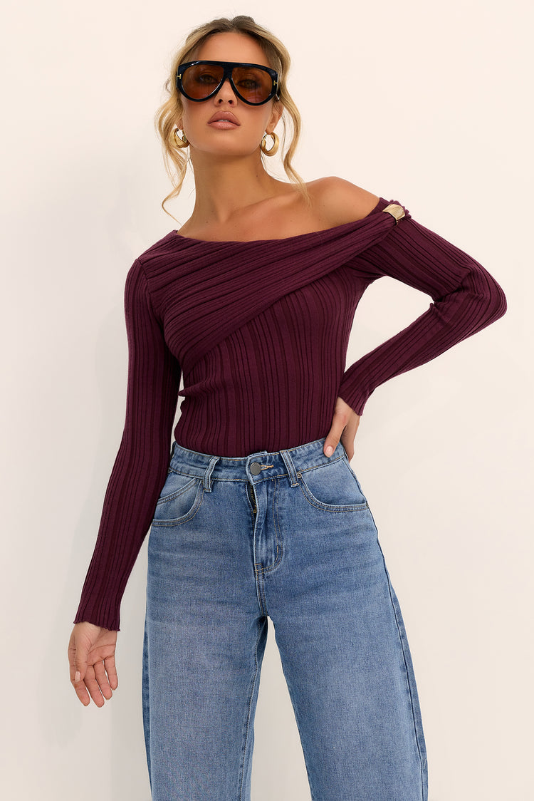 The Seraphina Knit Top - Plum