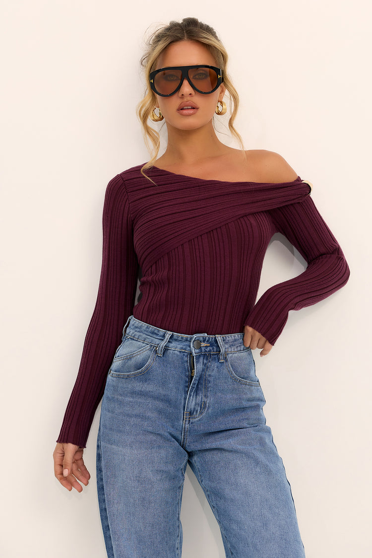 The Seraphina Knit Top - Plum