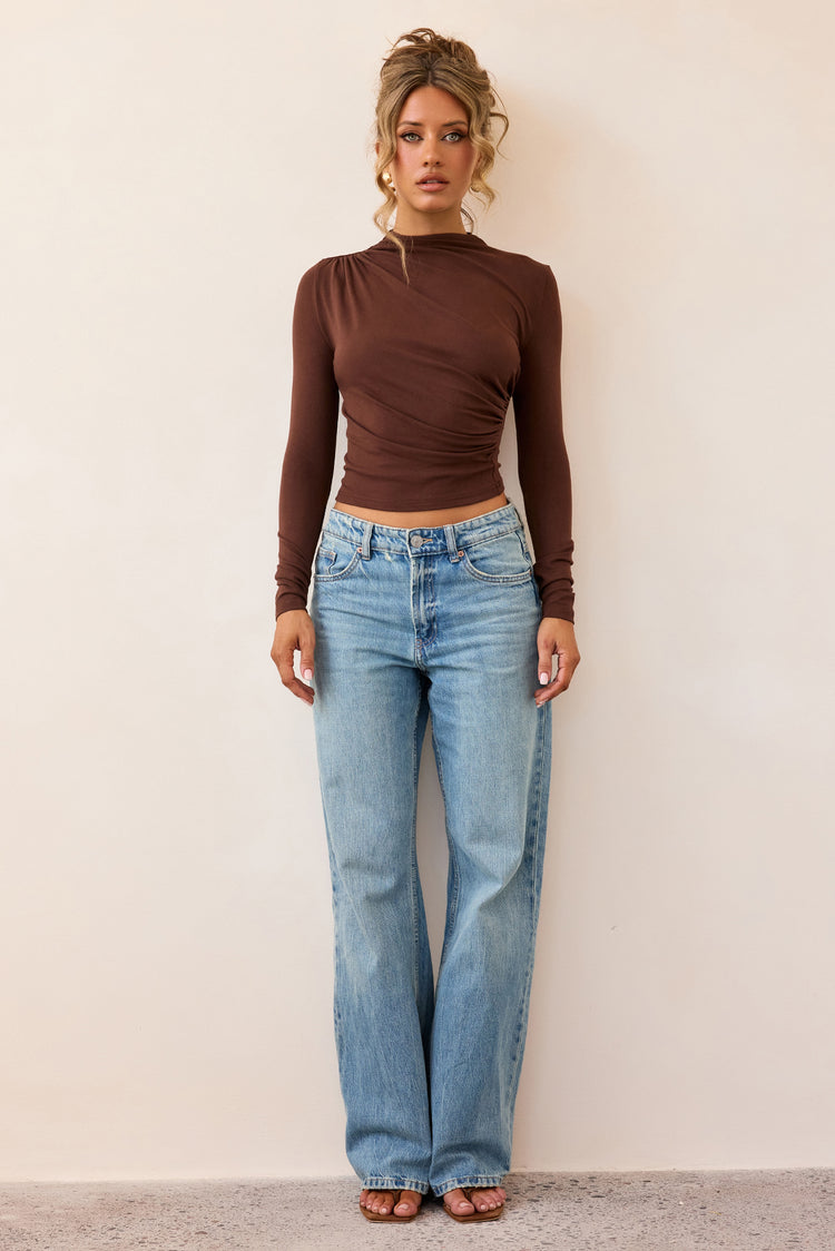 Contour Whisper Jersey Top - Brown-TOPS