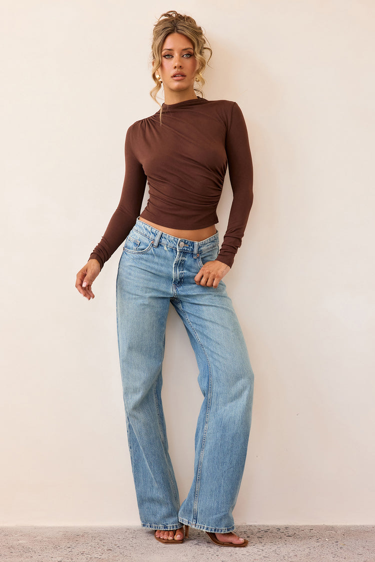 Contour Whisper Jersey Top - Brown-TOPS