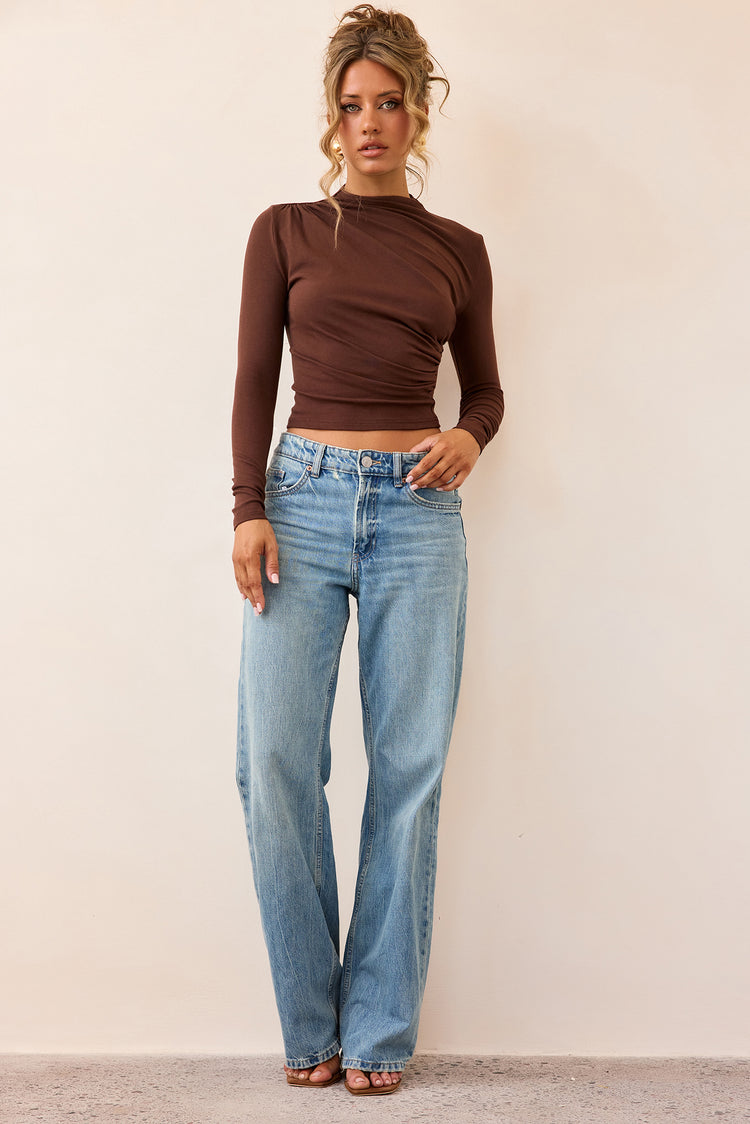 Contour Whisper Jersey Top - Brown-TOPS