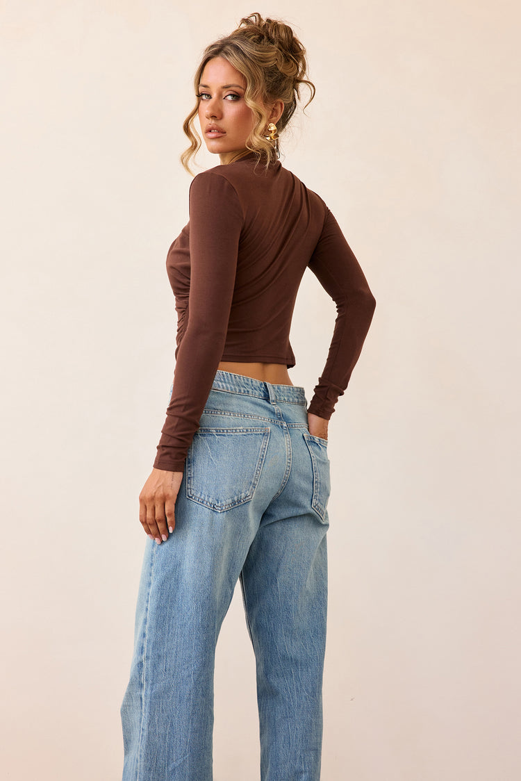 Contour Whisper Jersey Top - Brown-TOPS