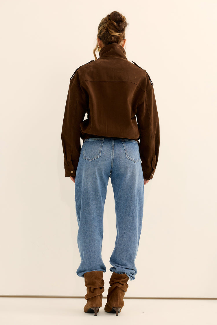 Urban Poise Vegan Suede Jacket - Chocolate
