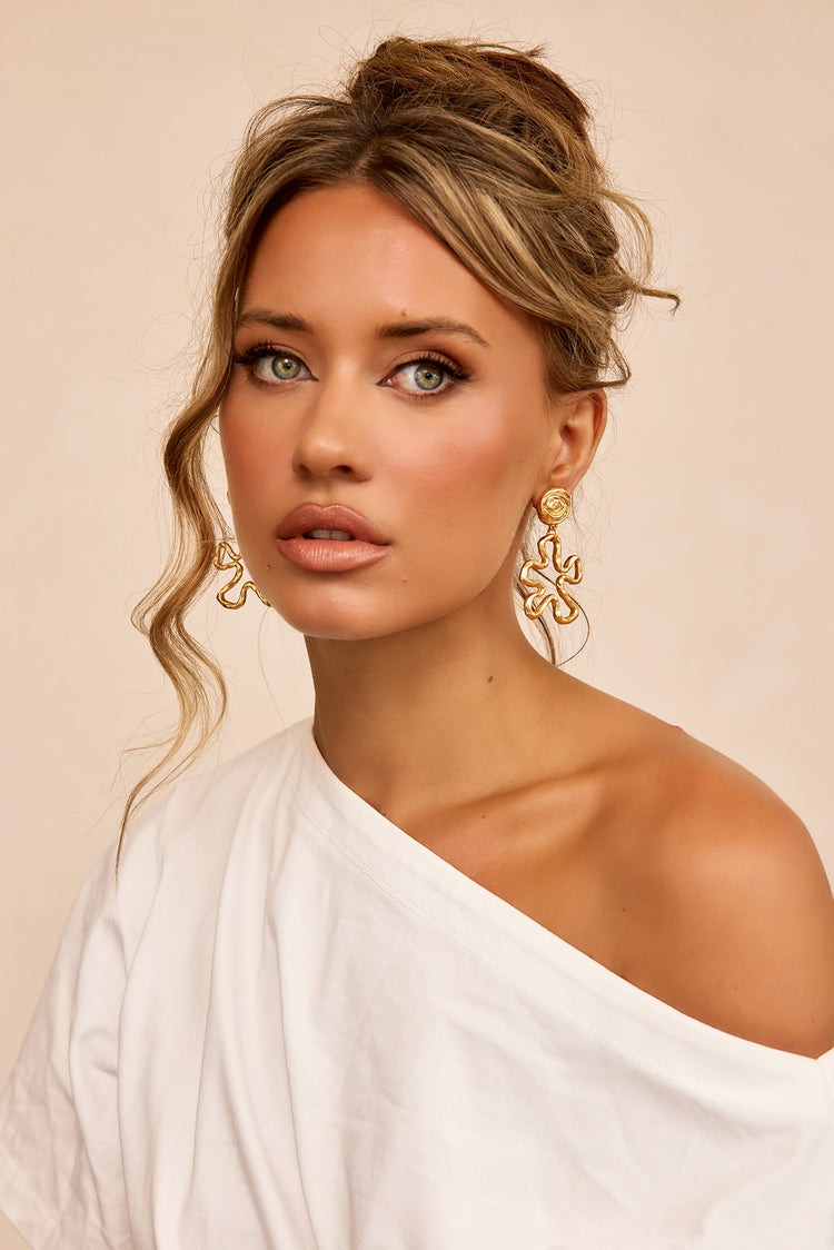 Molten Fleur Earrings - Gold-ACCESSORIES