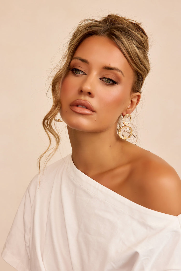 Gilded Halo Earrings - Clear-ACCESSORIES