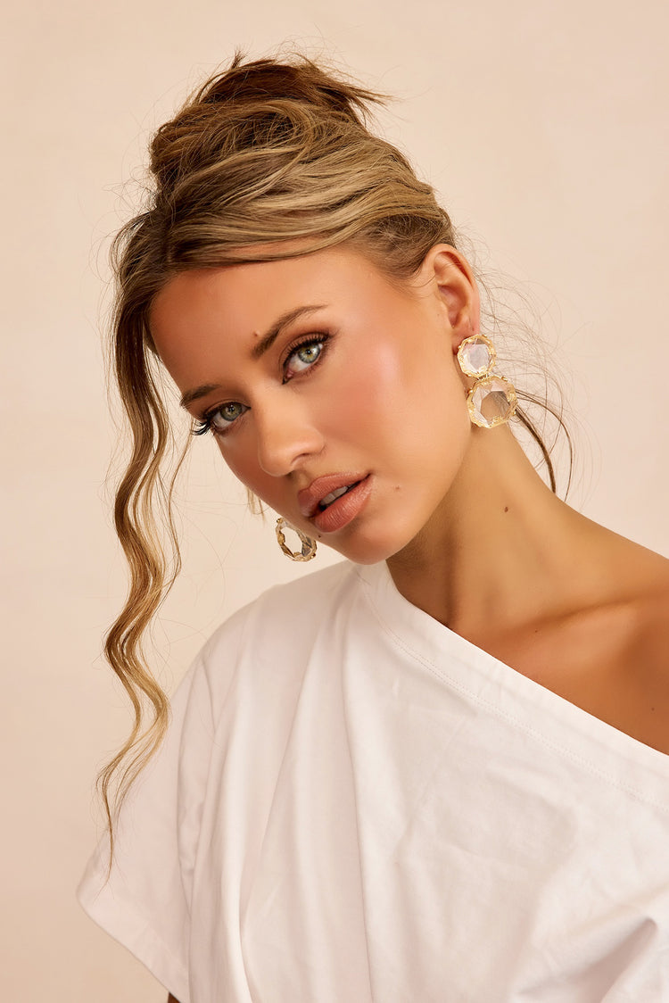 Gilded Halo Earrings - Clear-ACCESSORIES