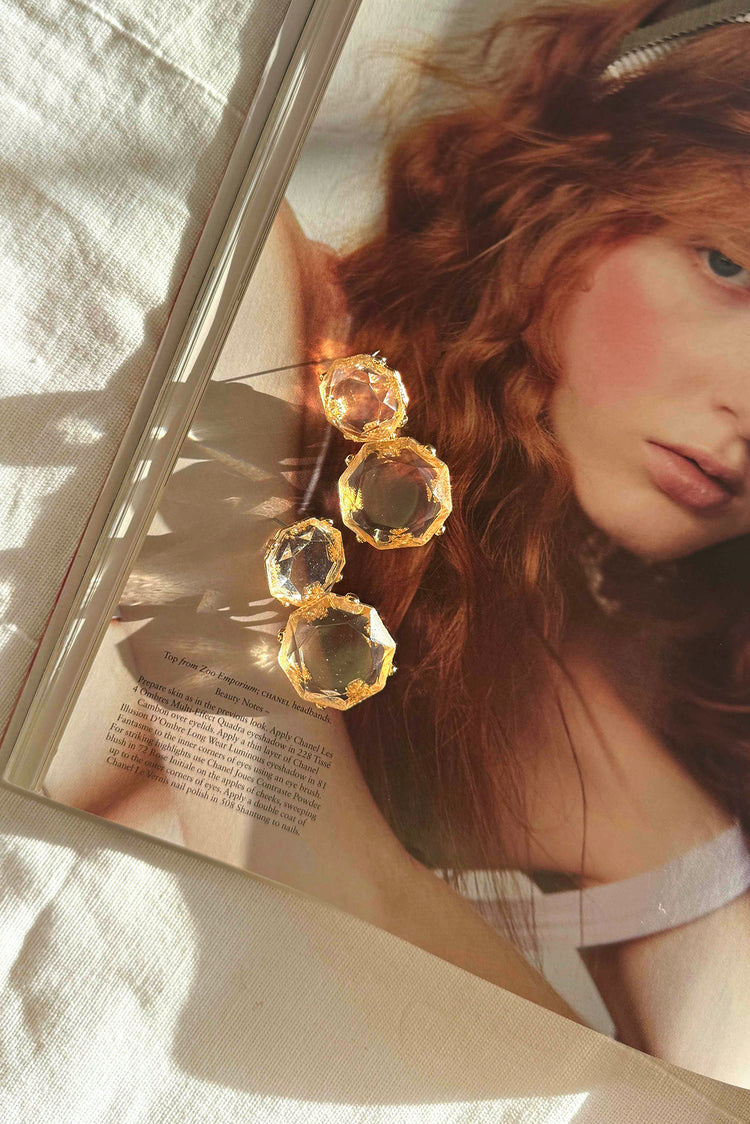 Gilded Halo Earrings - Clear-ACCESSORIES