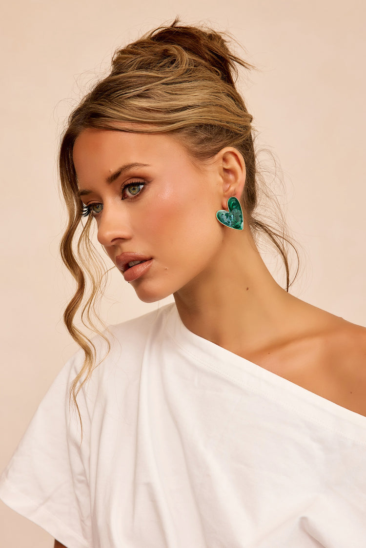 Verdant Heart Earrings - Green-ACCESSORIES