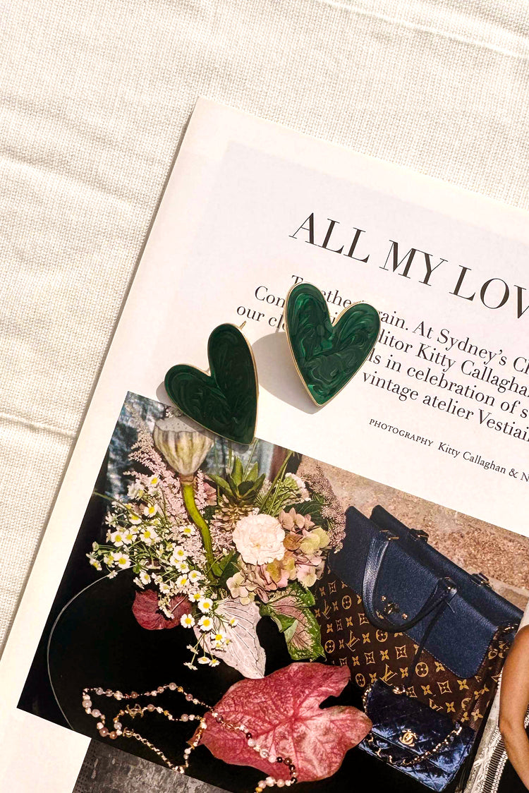 Verdant Heart Earrings - Green-ACCESSORIES