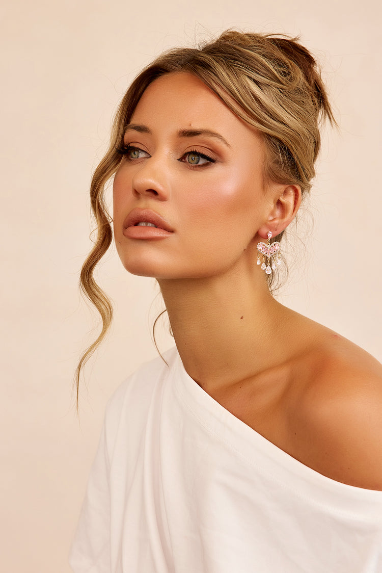 Whisper To My Heart Earrings - Pink