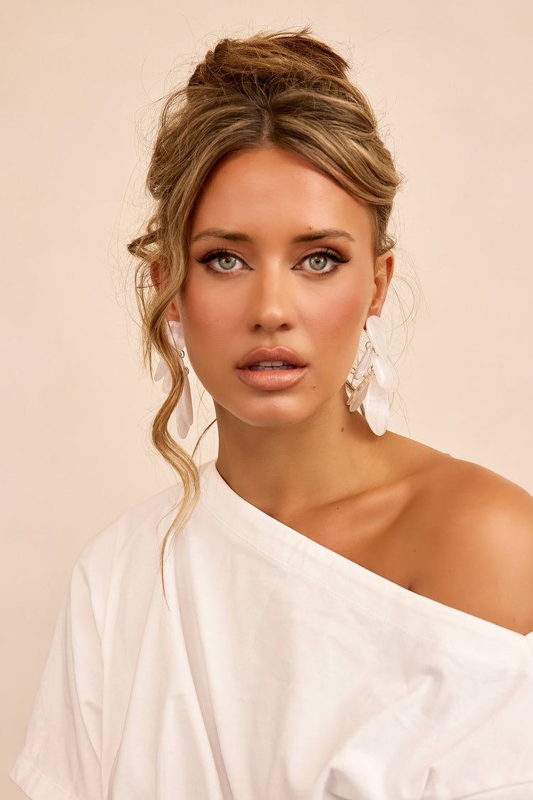 Petals in Haze Earrings - White-ACCESSORIES