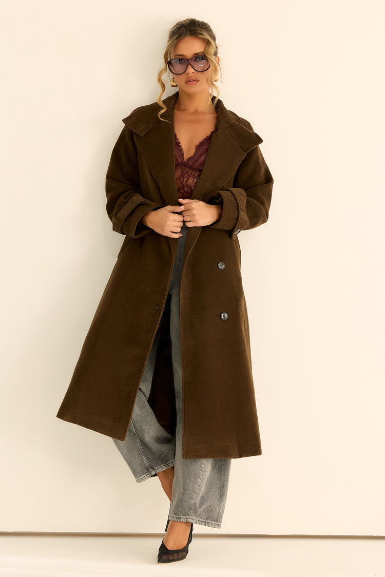 Woodland Affair Woven Coat - Chocolate