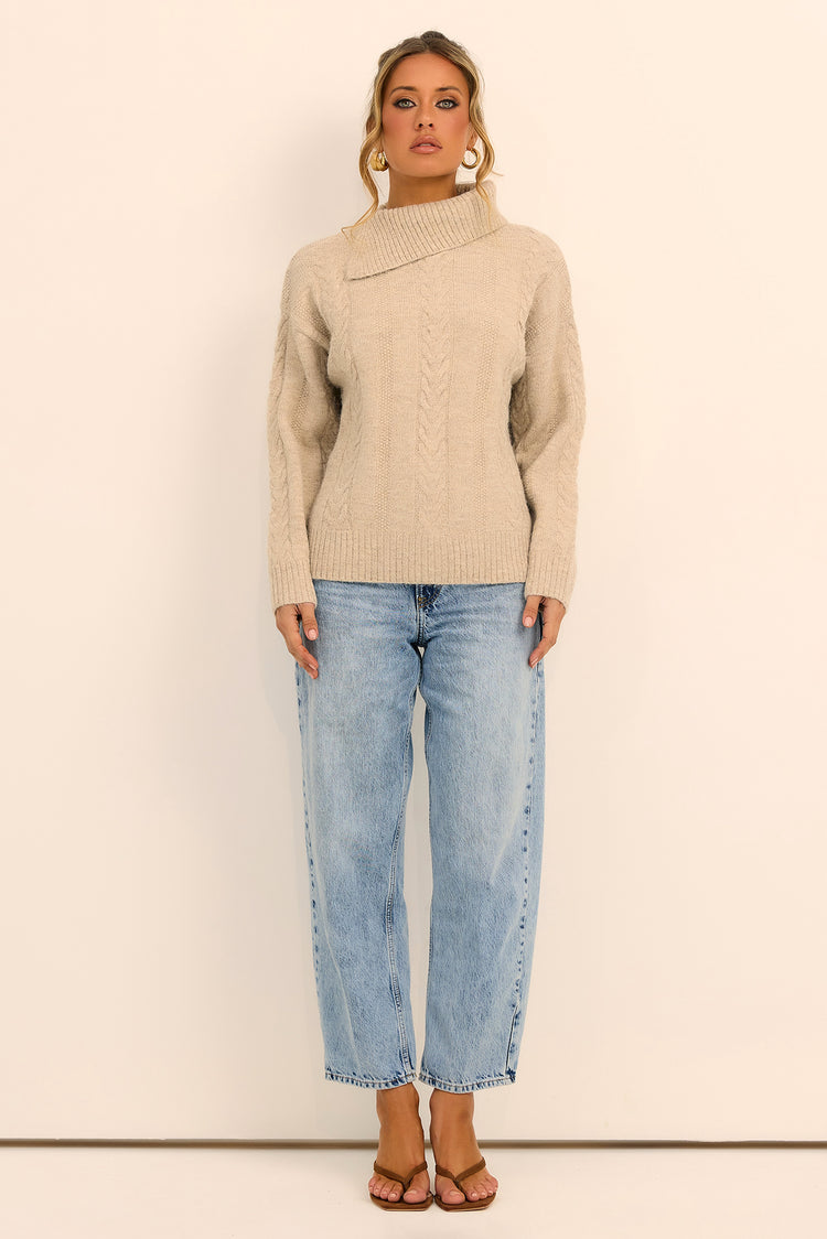 Silent Poise Knit Sweater - Latte