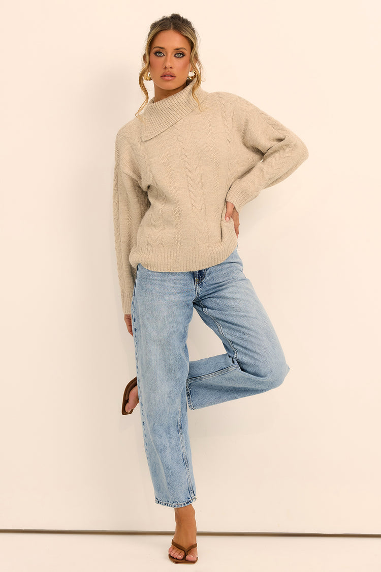 Silent Poise Knit Sweater - Latte