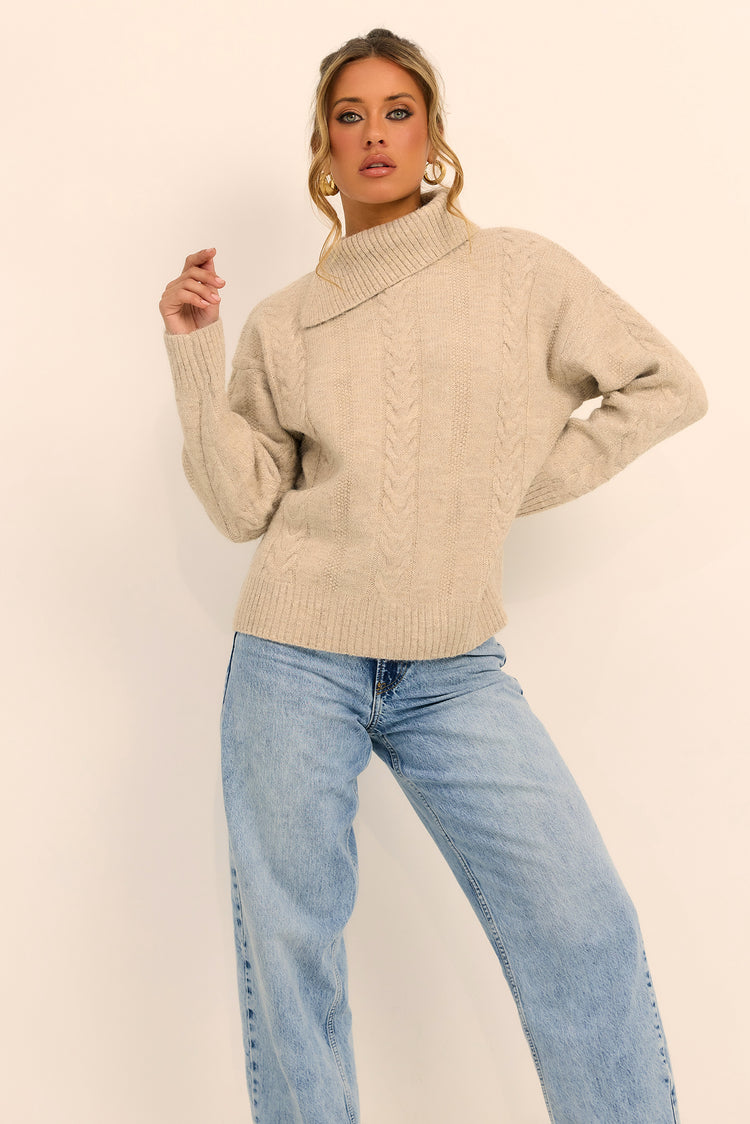 Silent Poise Knit Sweater - Latte
