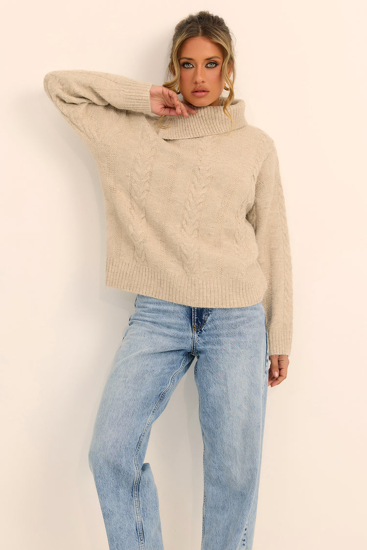 Silent Poise Knit Sweater - Latte