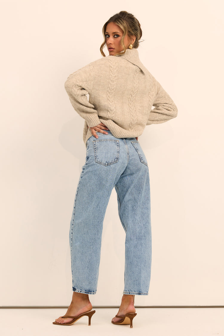 Silent Poise Knit Sweater - Latte