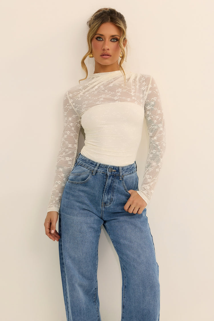 The Moonveil Lace Top - White
