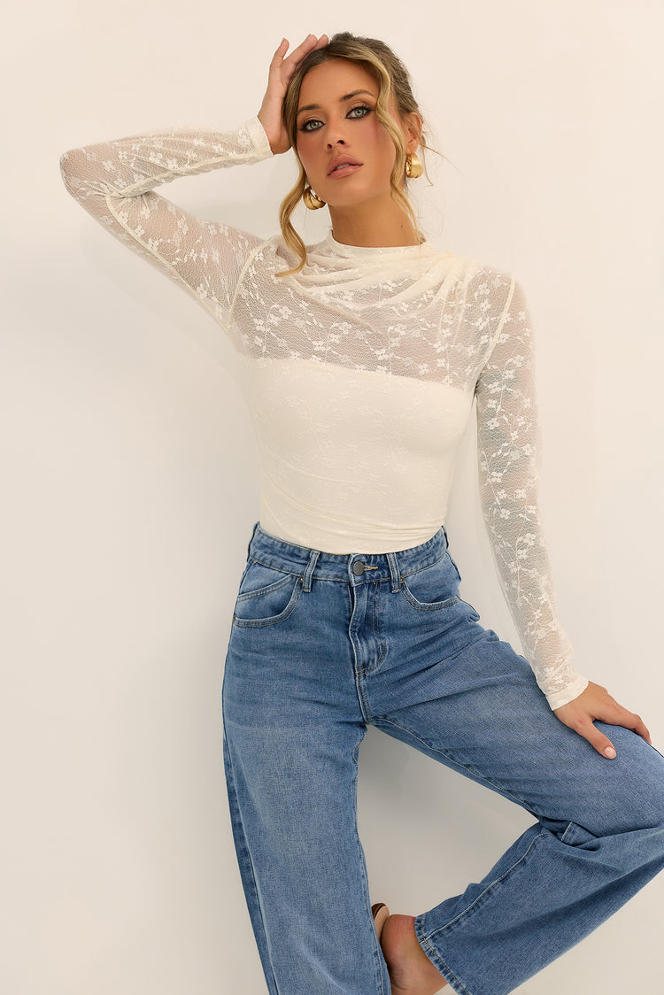 The Moonveil Lace Top - White