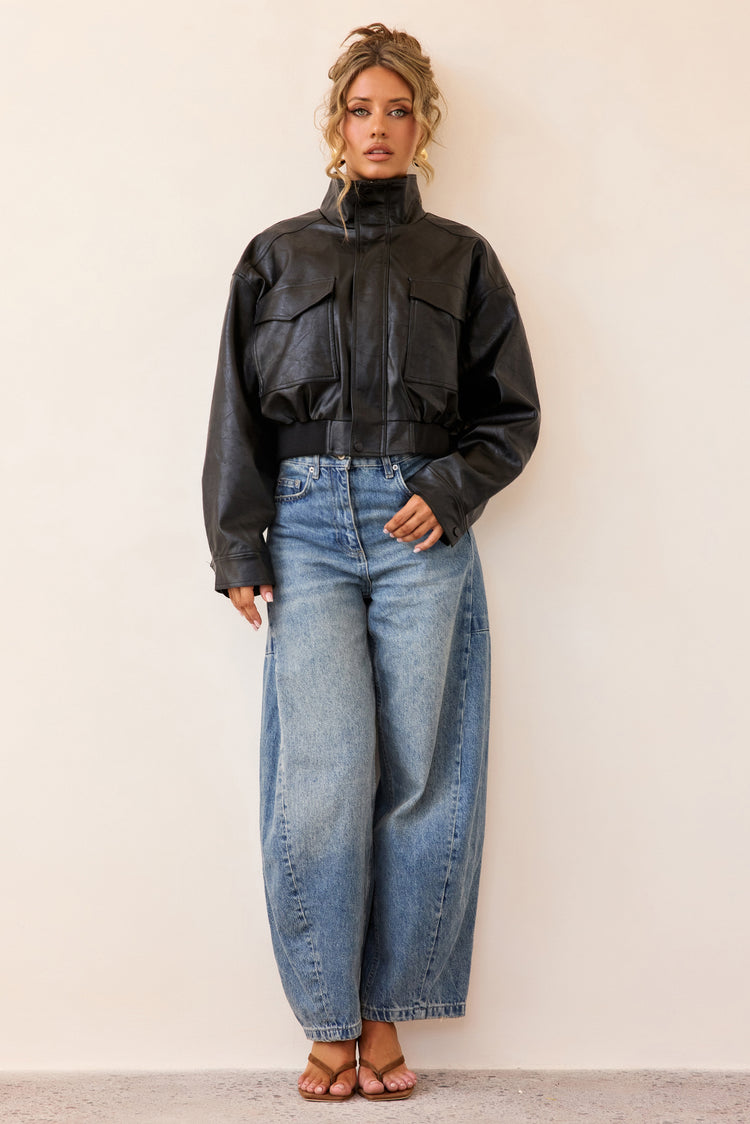 Midnight Form Vegan Leather Jacket - Black-OUTERWEARS