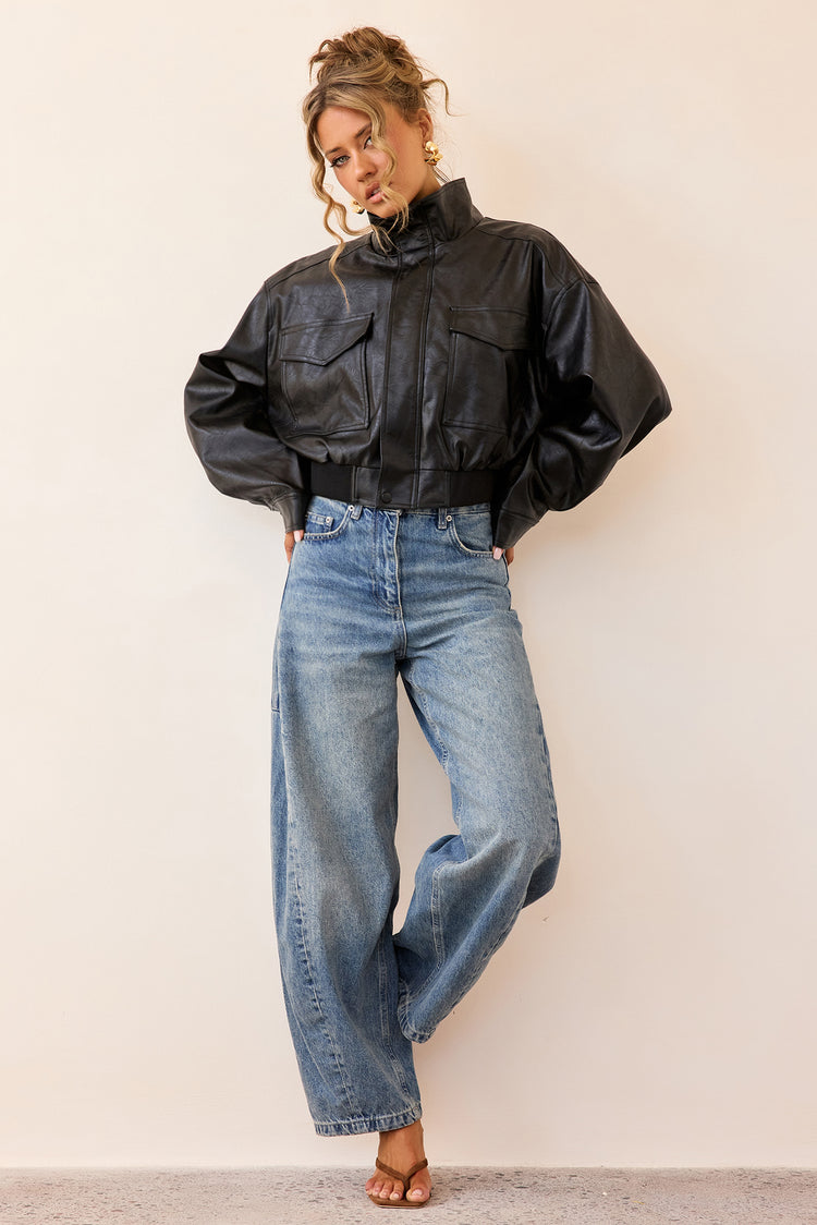 Midnight Form Vegan Leather Jacket - Black-OUTERWEARS