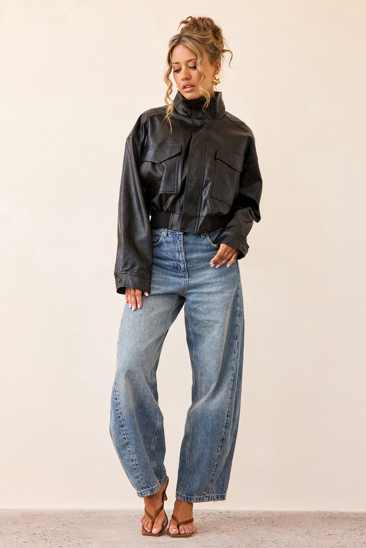 Midnight Form Vegan Leather Jacket - Black-OUTERWEARS