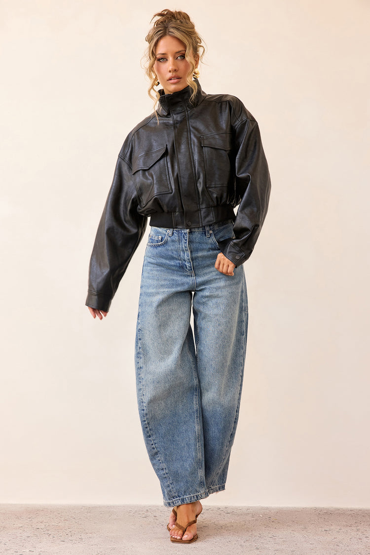 Midnight Form Vegan Leather Jacket - Black-OUTERWEARS